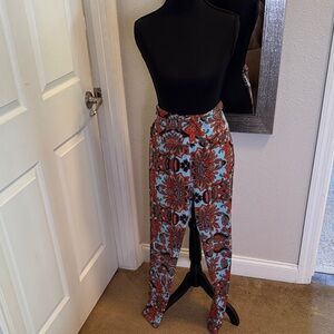 LuLaRoe Red and Blue Floral Women's Pants